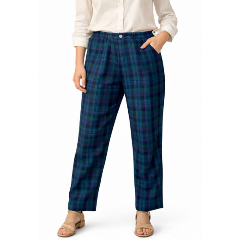 Allen Solly England Vintage 100% wool tartan trousers 8petite